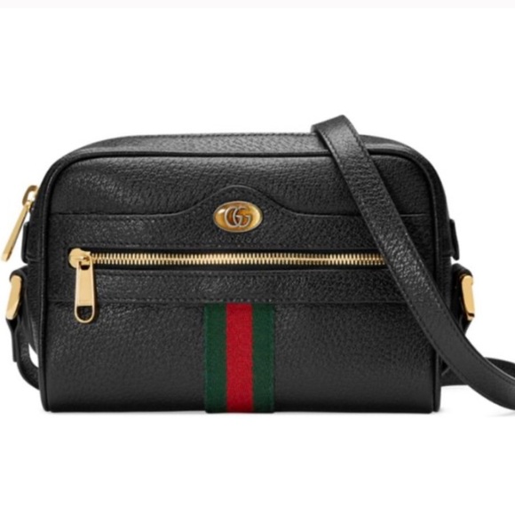 Calfskin Web Mini Ophidia Shoulder Bag Black - Picture 2 of 9